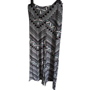 HOT KISS Women's L Palazzo Pants Geometric Print Black White Teal New